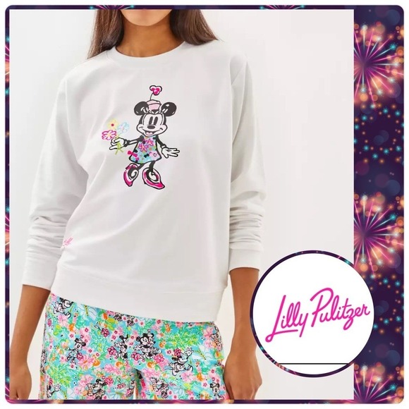 Lilly Pulitzer Tops - LILLY PULLITZER Ballad Sweatshirt Lilly Hearts Disney‎ MINNIE size XXL NWT